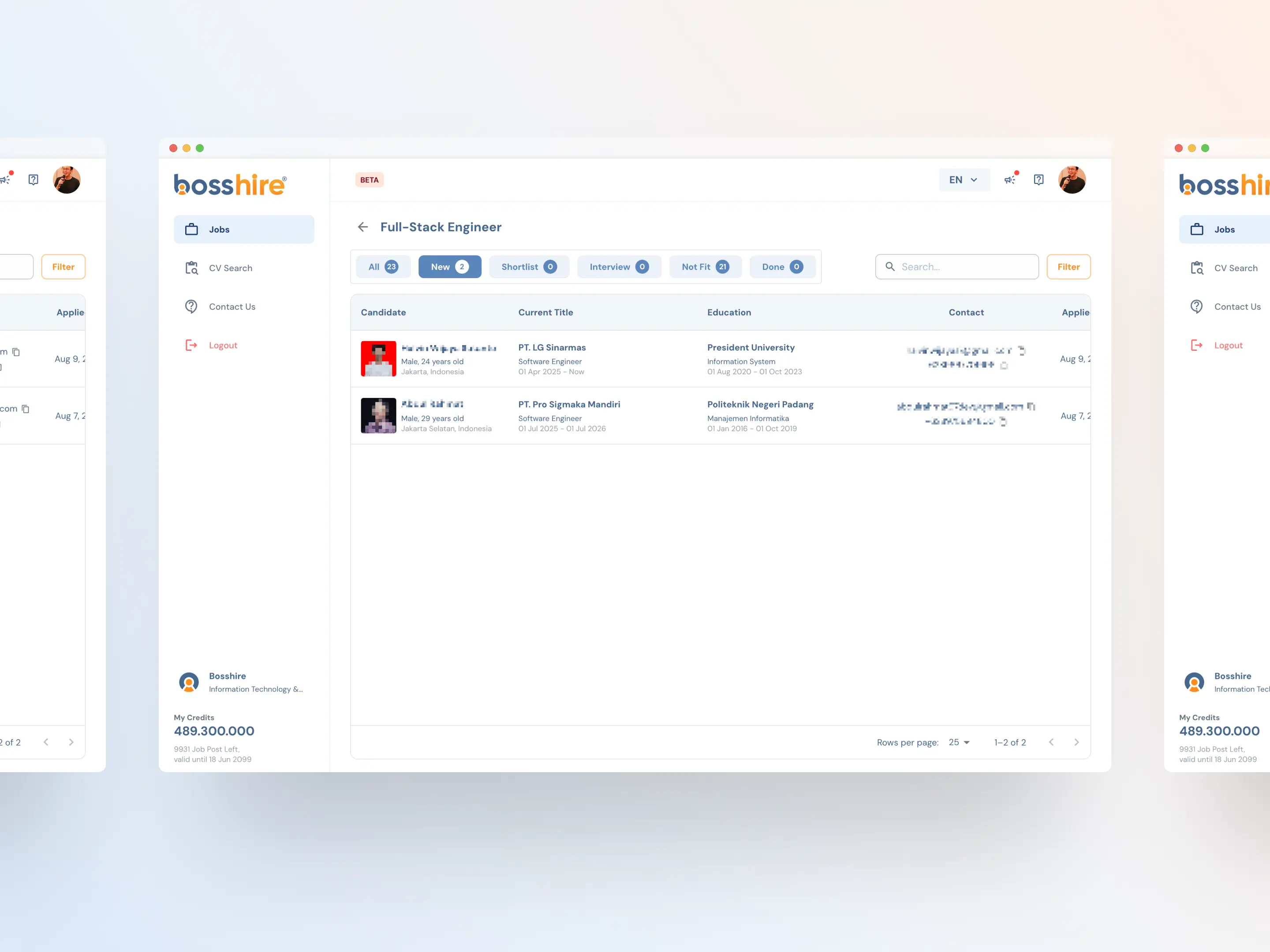 Bosshire Employer Dashboard screenshot